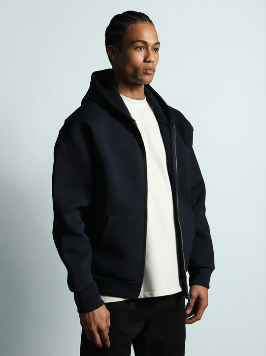 Sweat à capuche zippé Premium  - Bleu Marine