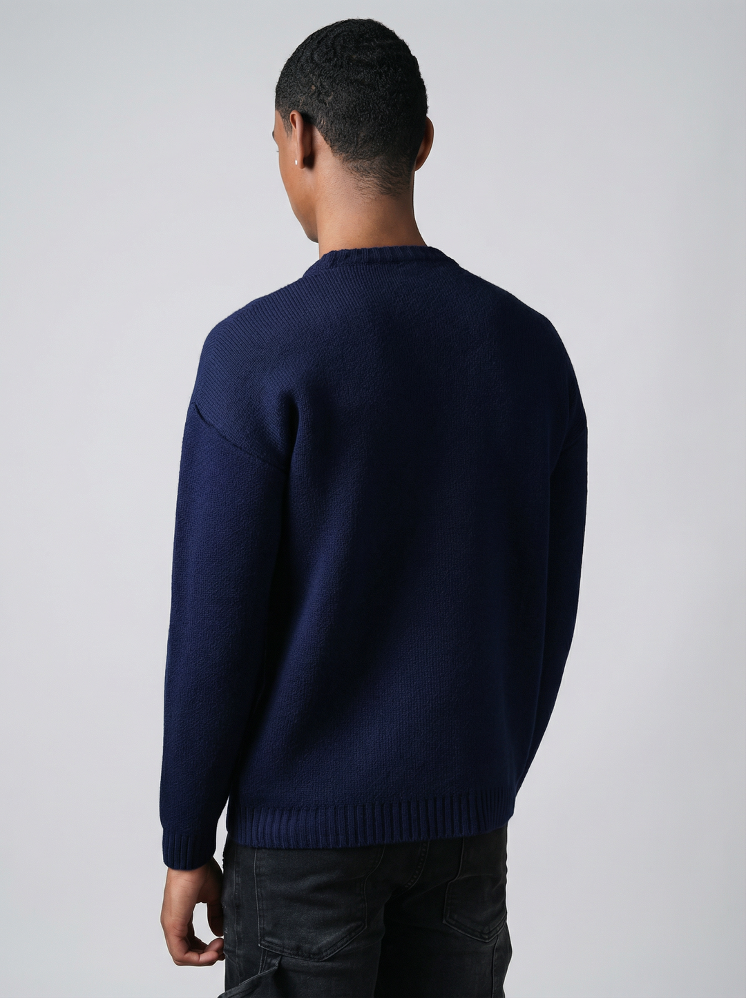 Pull Trèfle Tricot graphique brodé - BLEU MARINE