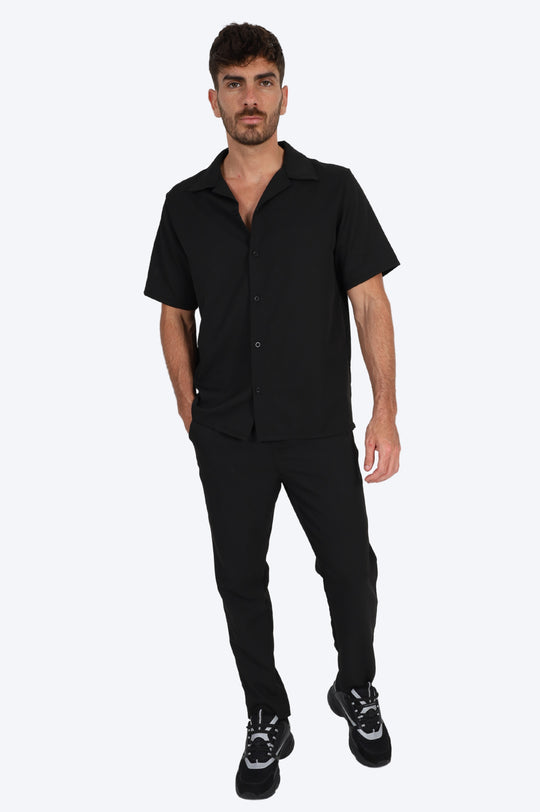 CHEMISE MANCHE COURTE ET PANTALON ASSORTI - NOIR