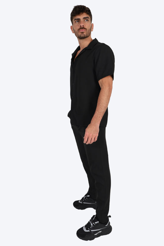 CHEMISE MANCHE COURTE ET PANTALON ASSORTI - NOIR