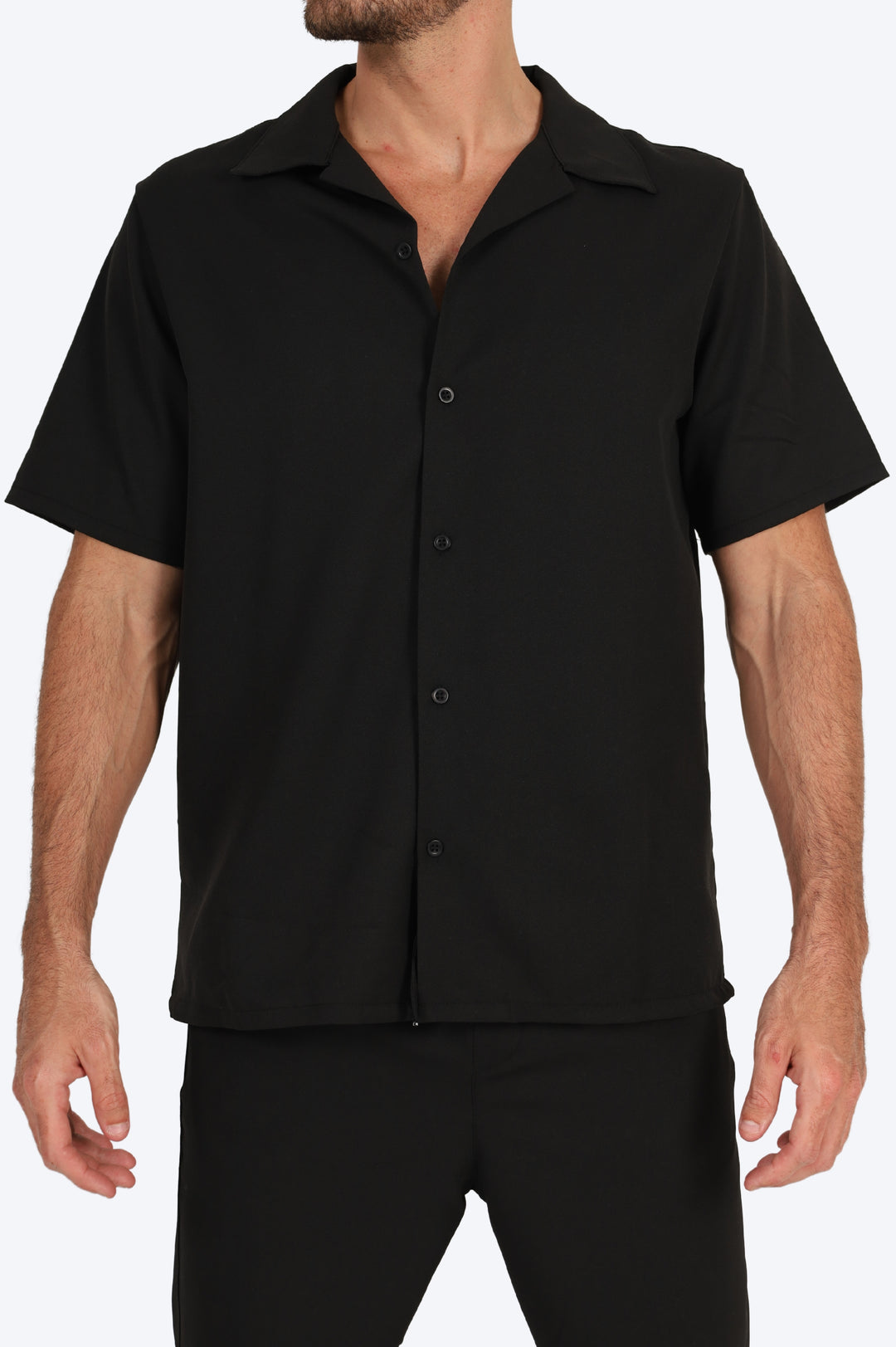 CHEMISE MANCHE COURTE ET PANTALON ASSORTI - NOIR