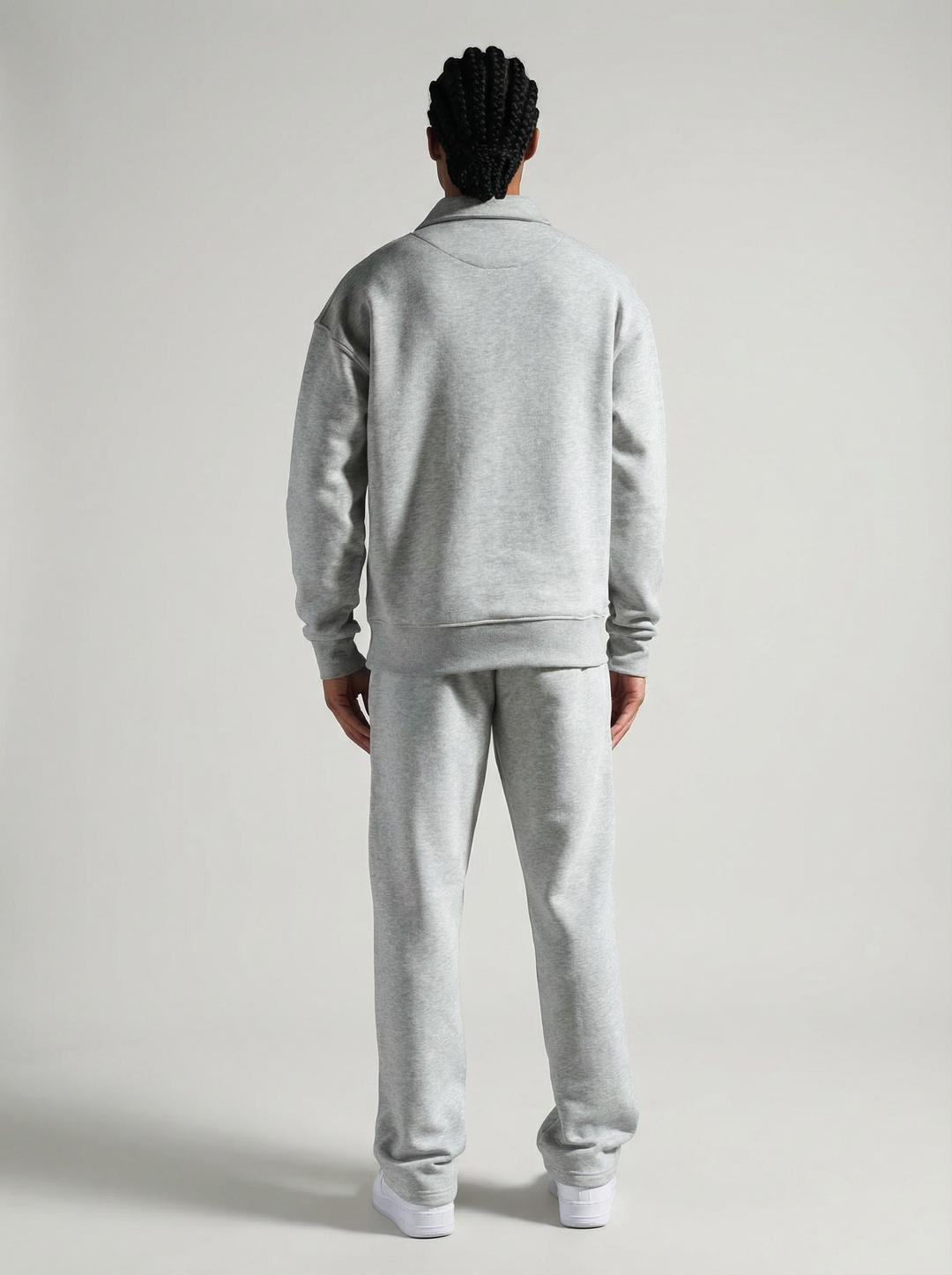 Ensemble Survêtement Homme Col Zippé - Gris Clair