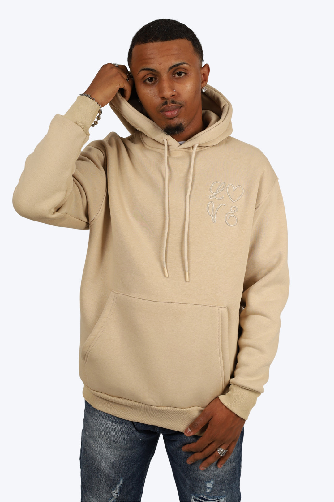 SWEAT BRODÉ LOVE - BEIGE