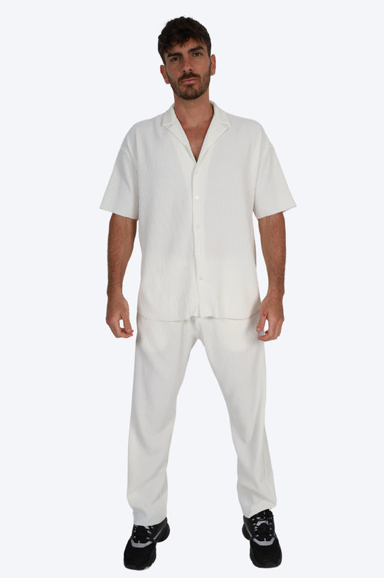 ENSEMBLE CHEMISE RAYURES FINES - BLANC