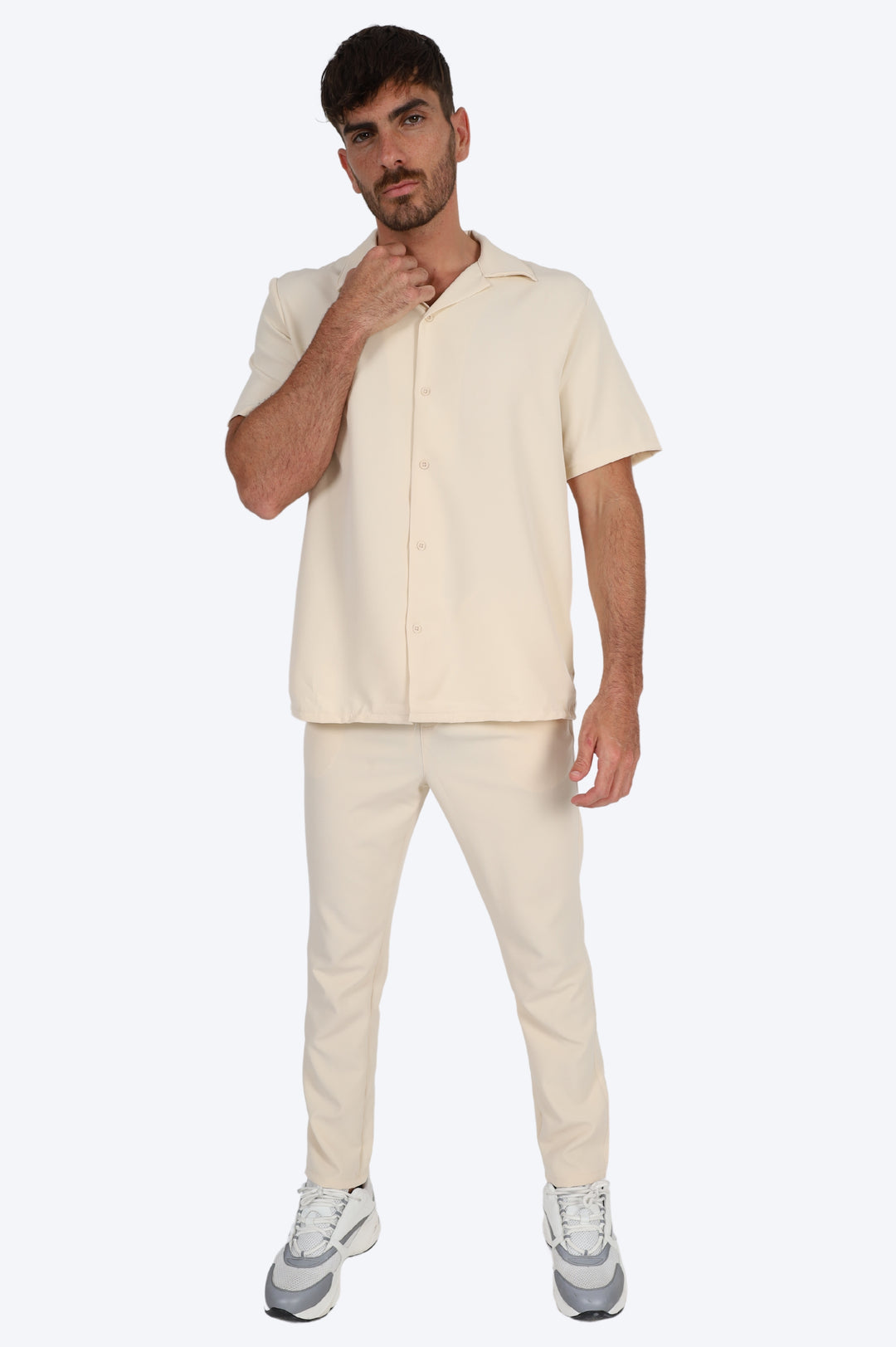 CHEMISE MANCHE COURTE ET PANTALON ASSORTI - BLANC CASSÉ