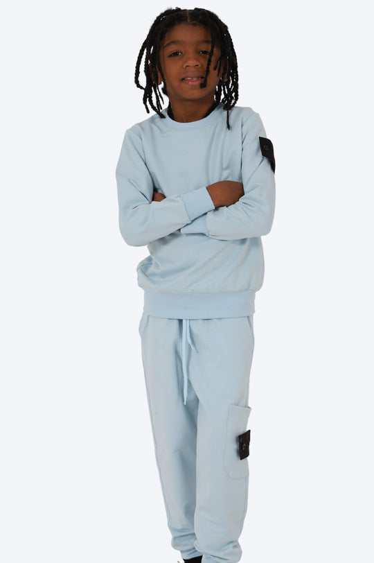 ENSEMBLE ALPHA ENFANT COTON - BLEU CIEL