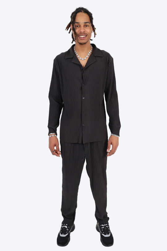 CHEMISE ET PANTALON PLISSÉ - NOIR