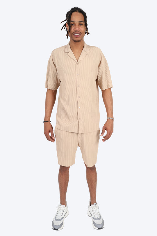 CHEMISE ET SHORT PLISSÉ - BEIGE