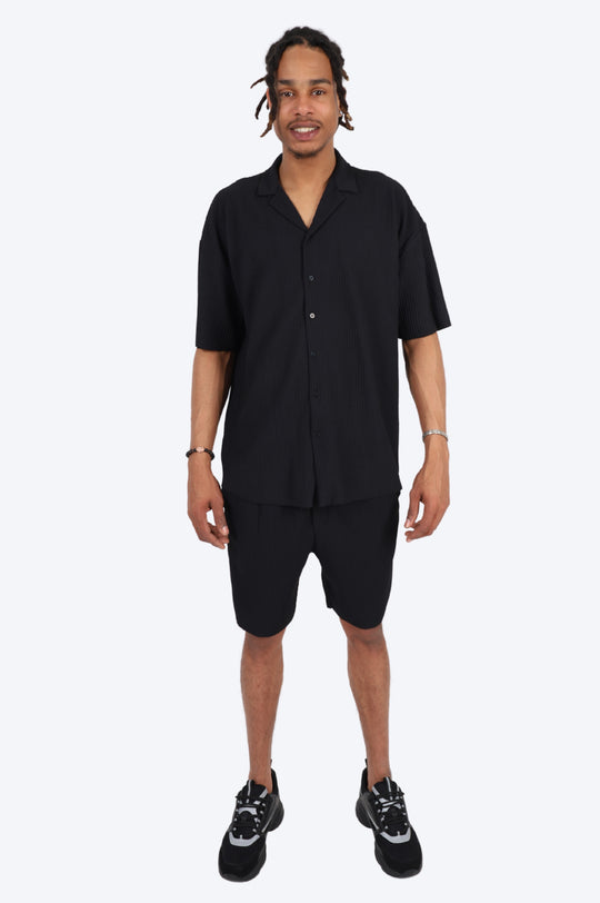 CHEMISE ET SHORT PLISSÉ - NOIR