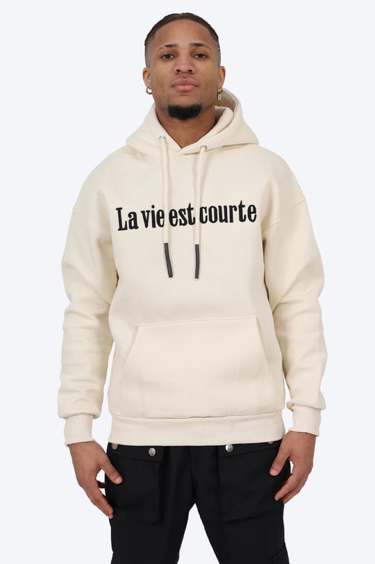 SWEAT LA VIE EST COURTE BLANC