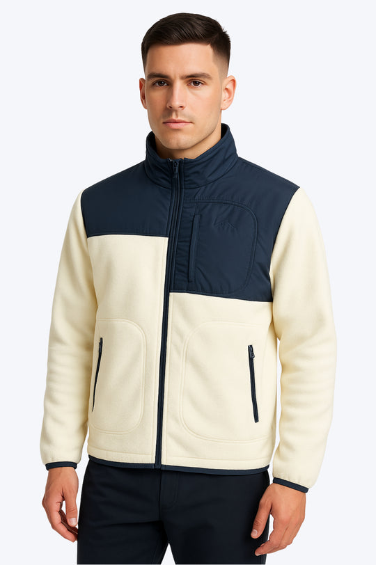 Veste Polaire Bicolore Zippée - Bleu Marine