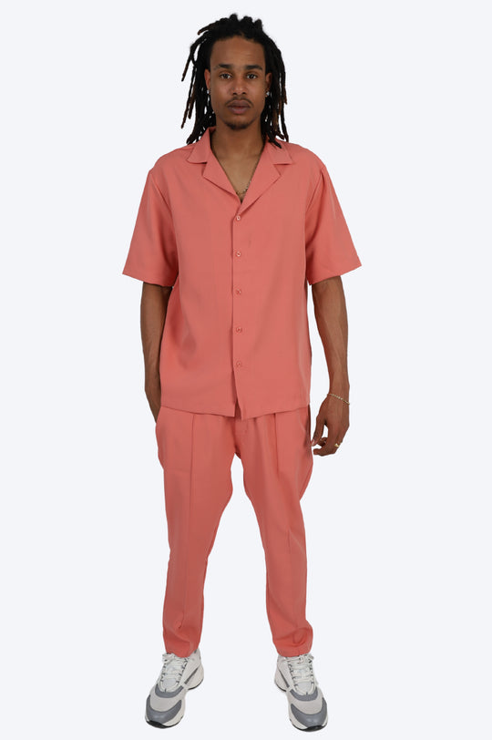 CHEMISE MANCHE COURTE ET PANTALON ASSORTI - SAUMON