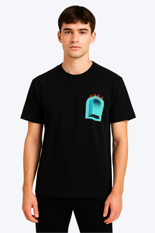 T-shirt Graphique "Fenêtre Casa" - NOIR