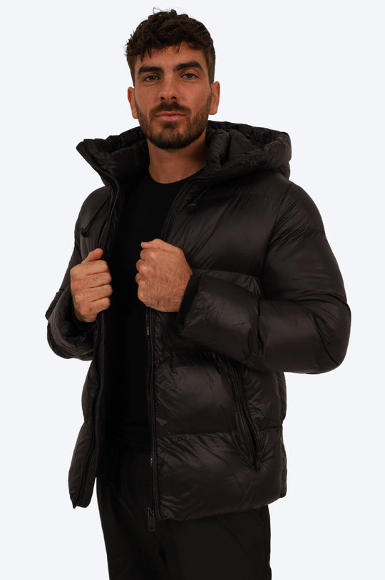 BLOUSON MATELASSÉ NOIR ÉLÉGANCE