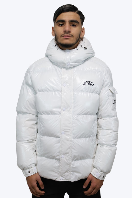 Doudoune Homme Hiver ALPHA – Modèle Blanc Glacier Brillant