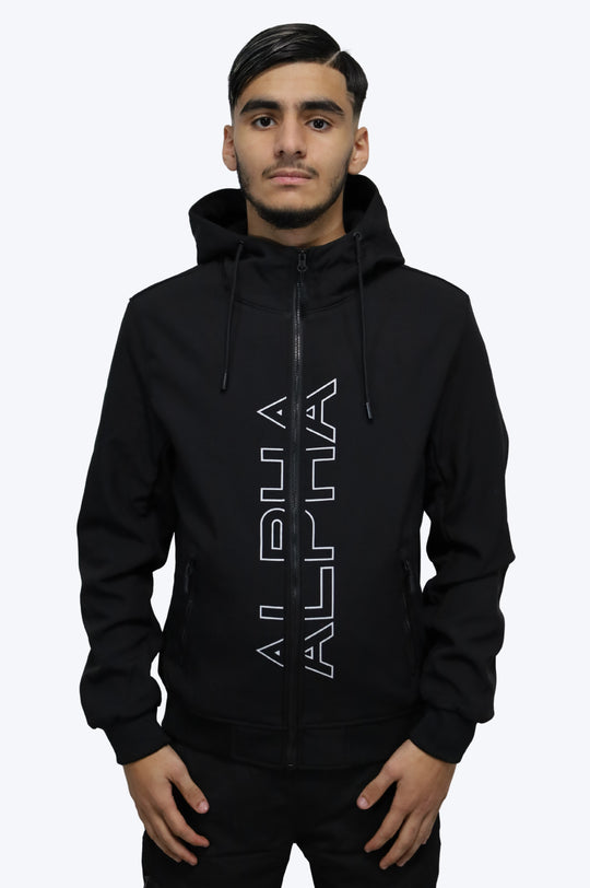 Veste Softshell Noire à Capuche Homme – ALPHA
