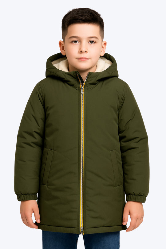 Doudoune Sherpa Junior Longue - VERT KAKI