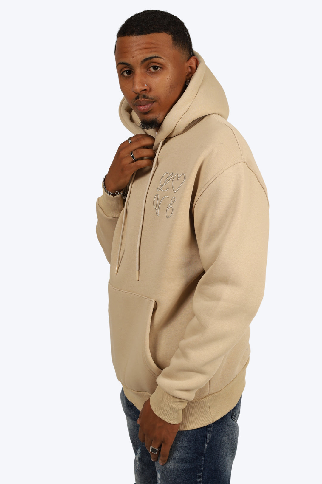 SWEAT BRODÉ LOVE - BEIGE