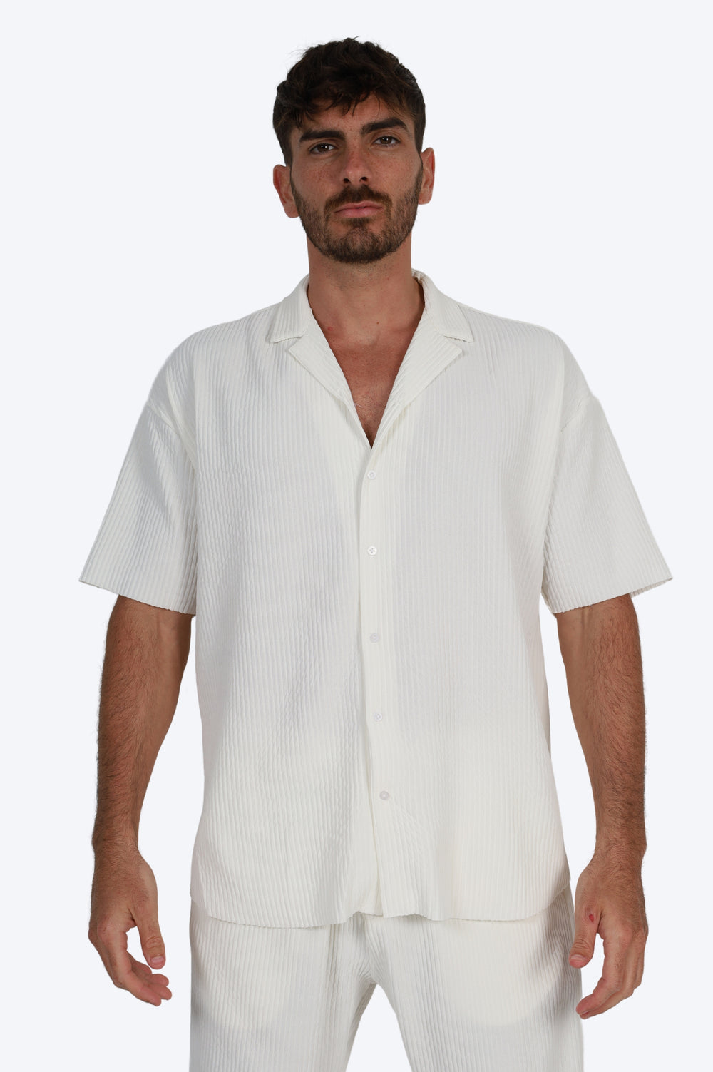 ENSEMBLE CHEMISE RAYURES FINES - BLANC