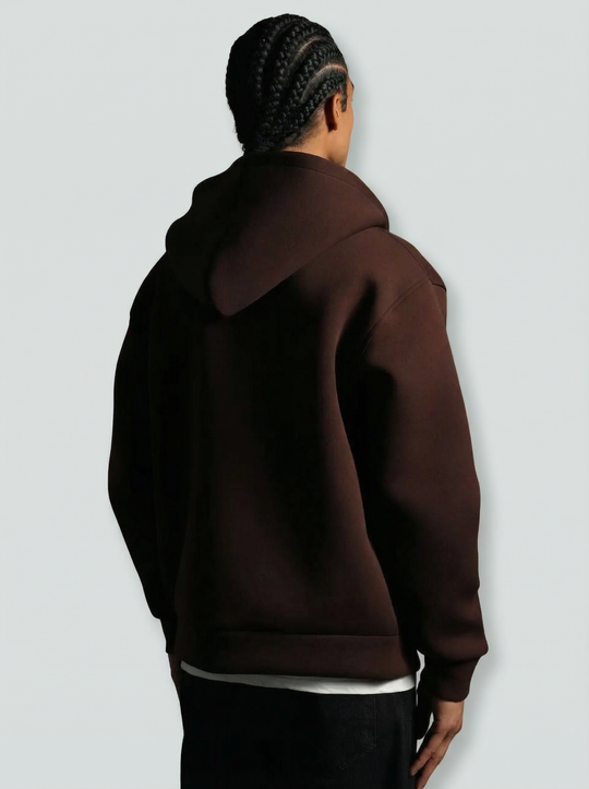 Sweat à capuche zippé Premium  - Marron