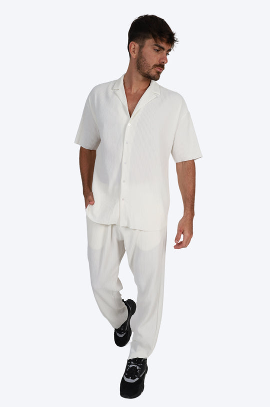 ENSEMBLE CHEMISE RAYURES FINES - BLANC