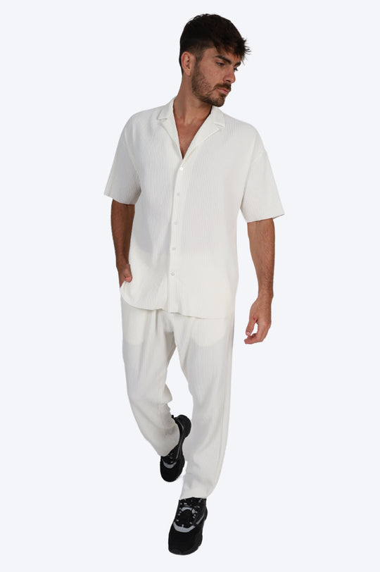 ENSEMBLE CHEMISE RAYURES FINES - BLANC