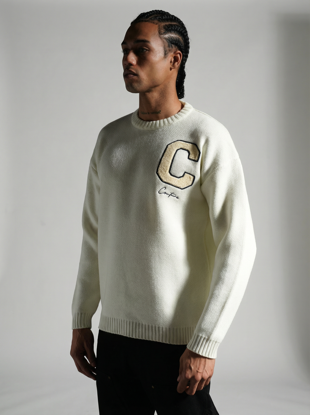 Sweat tricoté Campus Letter C - Blanc