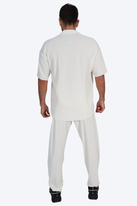 ENSEMBLE CHEMISE RAYURES FINES - BLANC