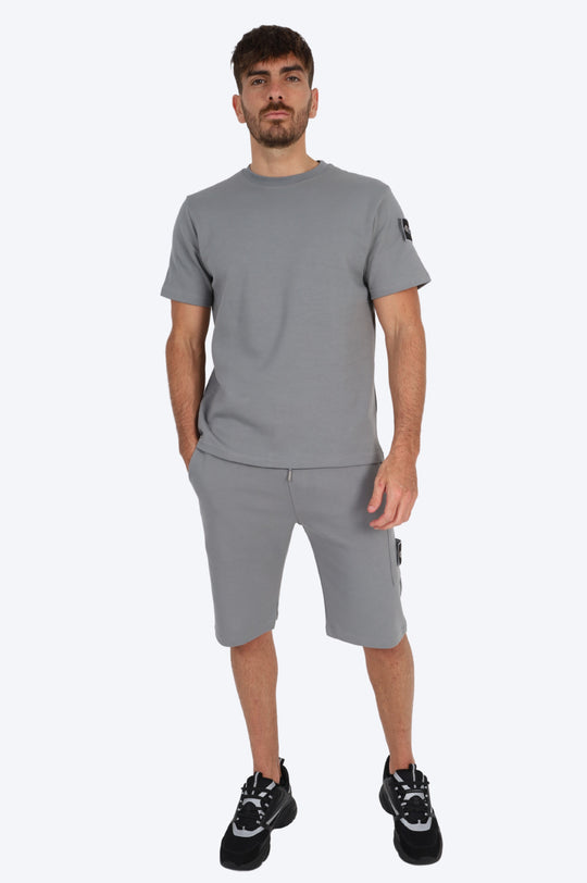 ENSEMBLE SHORT & T SHIRT ALPHA 100% COTON - GRIS