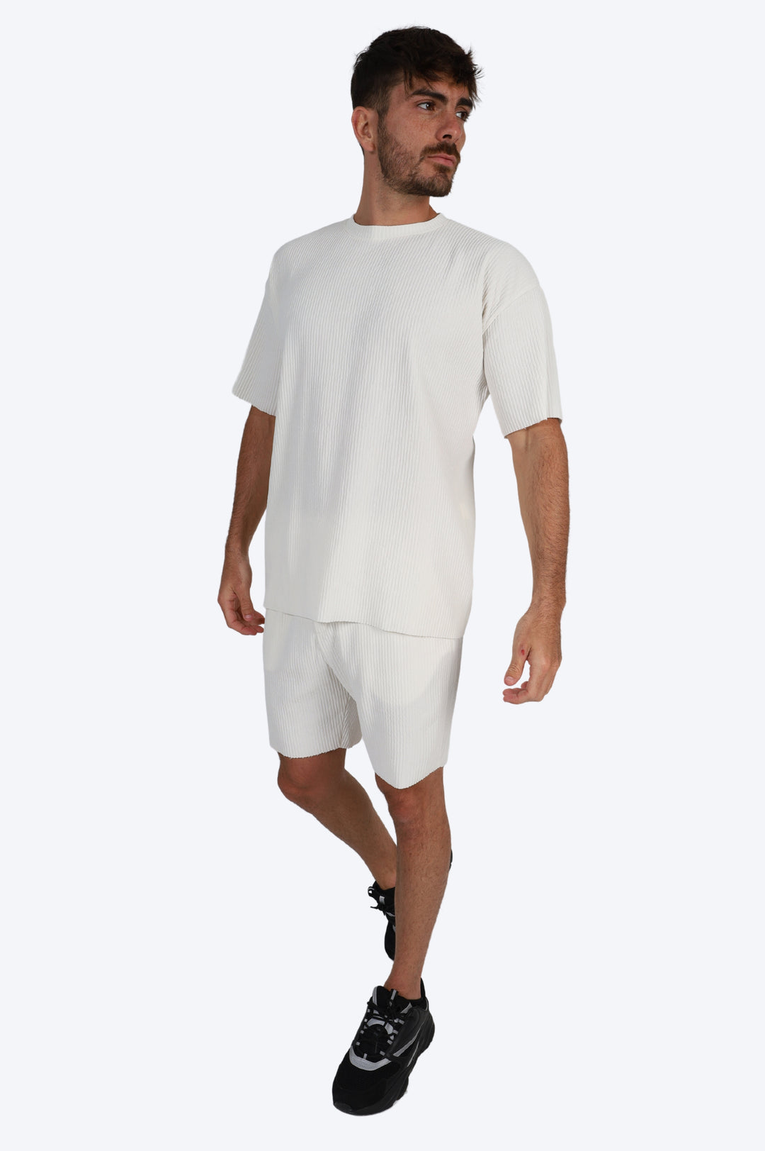 ENSEMBLE T-SHIRT RAYURES FINES - BLANC