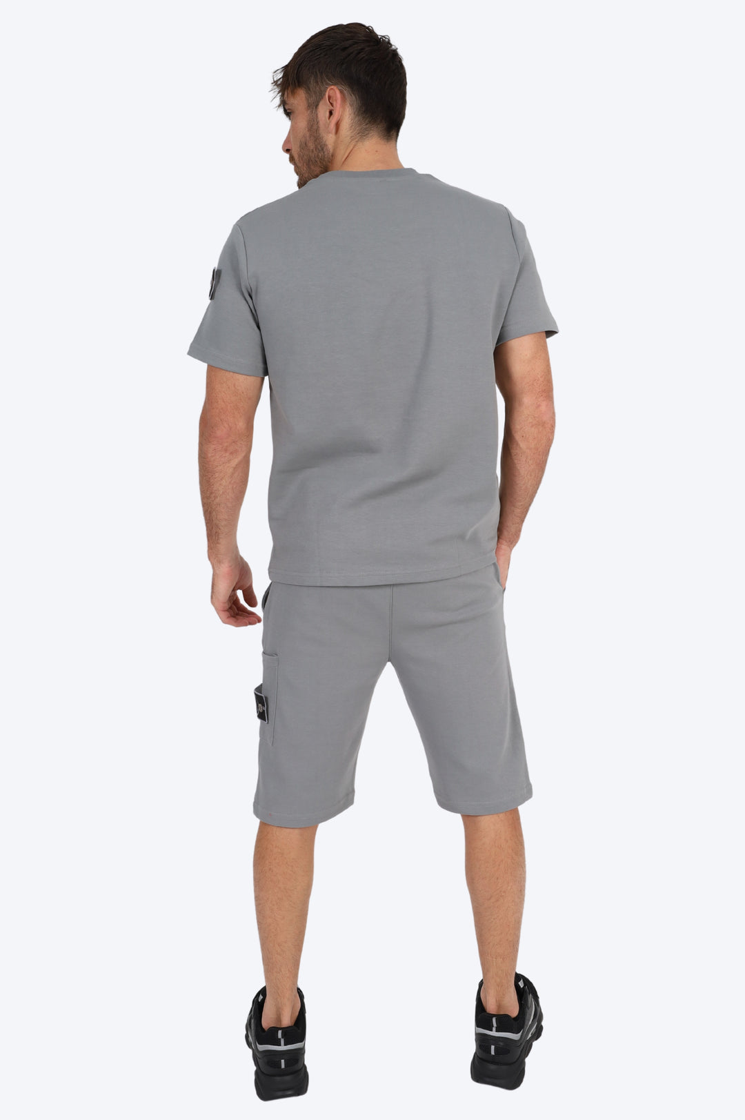 ENSEMBLE SHORT & T SHIRT ALPHA 100% COTON - GRIS