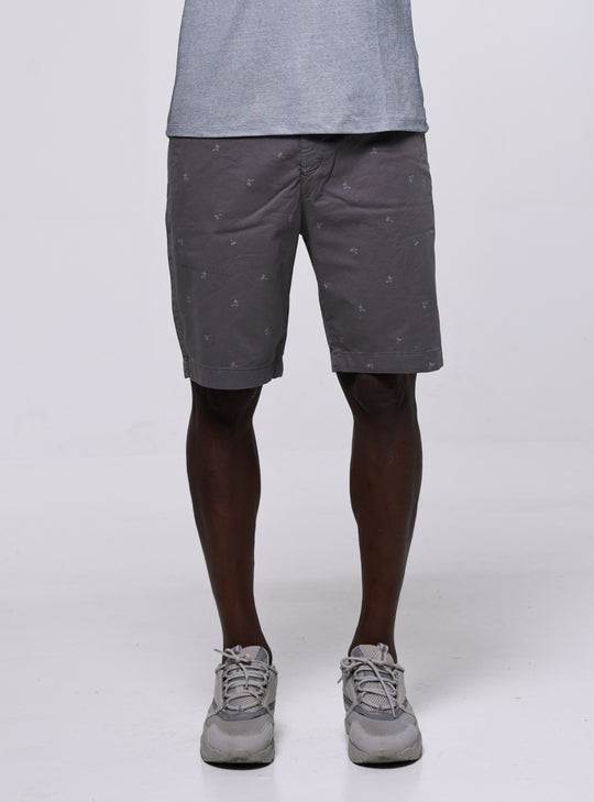 SHORT EN COTON AVEC PALMIERS - GRIS