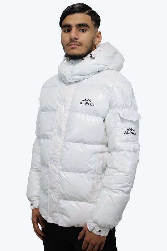 Doudoune Homme Hiver ALPHA – Modèle Blanc Glacier Brillant