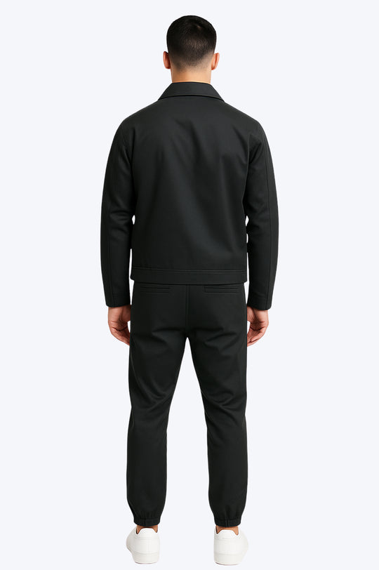 Ensemble Zippé Col Chemise - NOIR