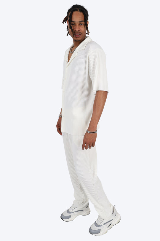 CHEMISE ET PANTALON PLISSÉ - BLANC