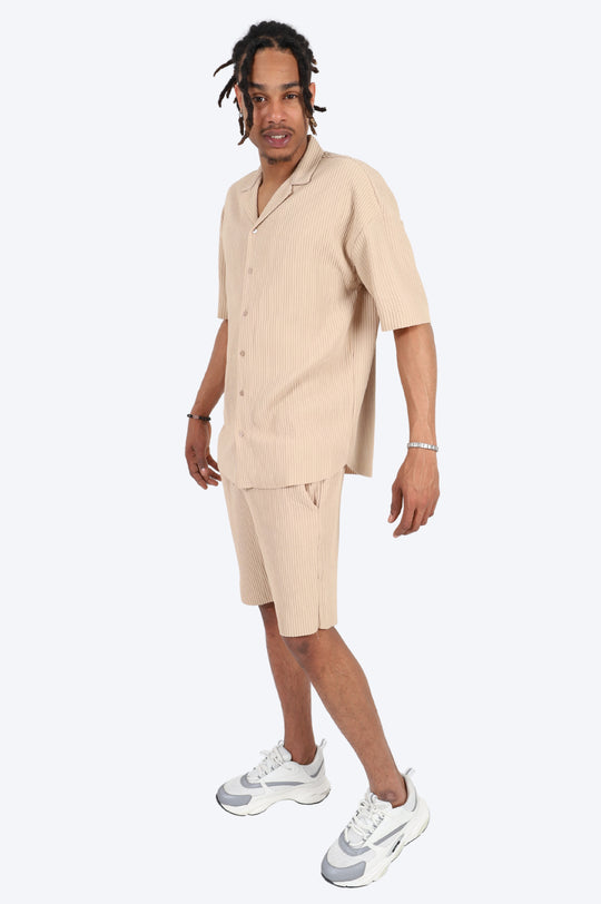 CHEMISE ET SHORT PLISSÉ - BEIGE