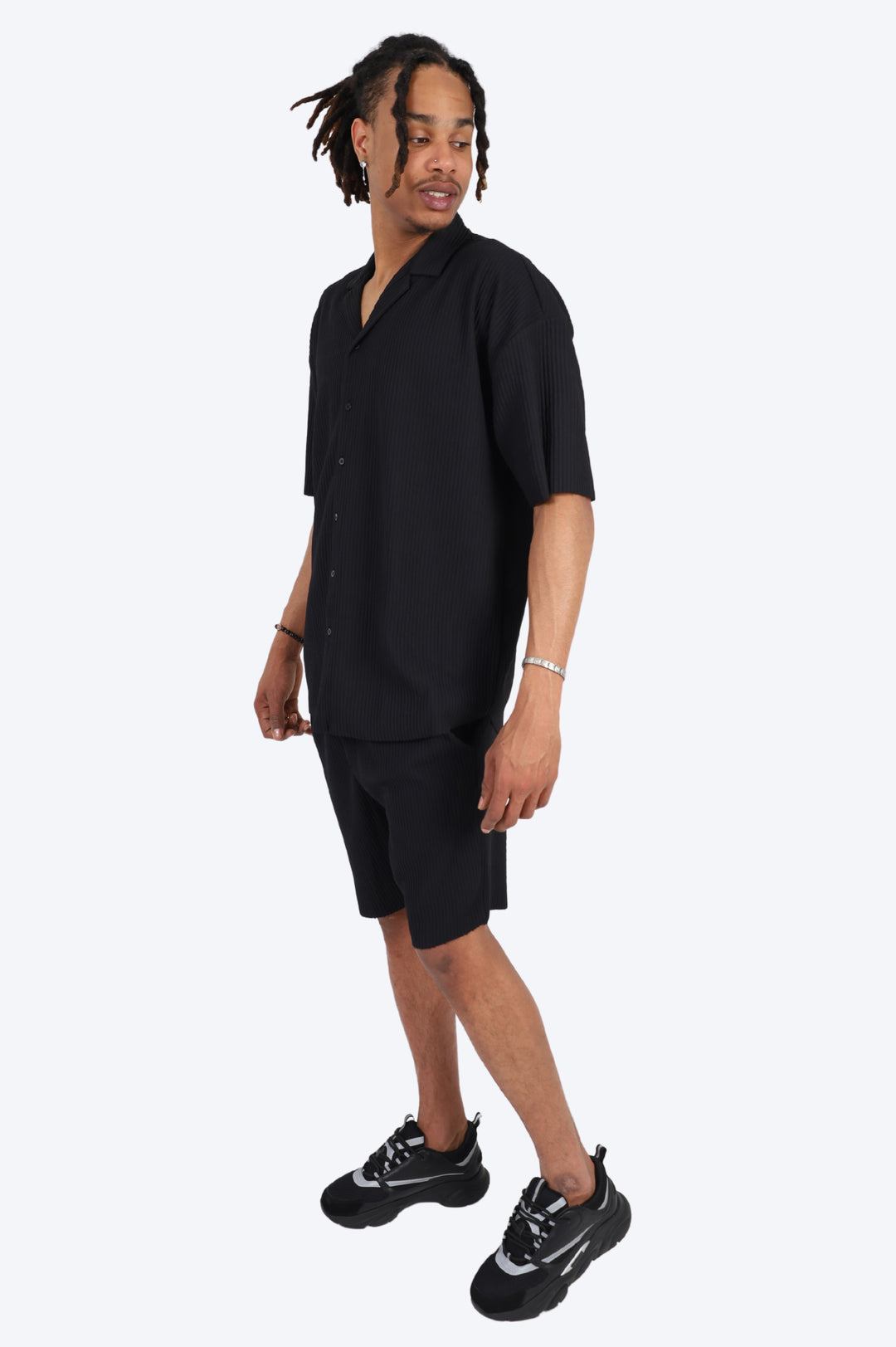 CHEMISE ET SHORT PLISSÉ - NOIR