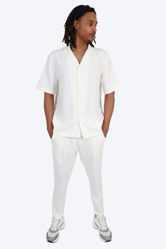 CHEMISE MANCHE COURTE ET PANTALON ASSORTI - BLANC