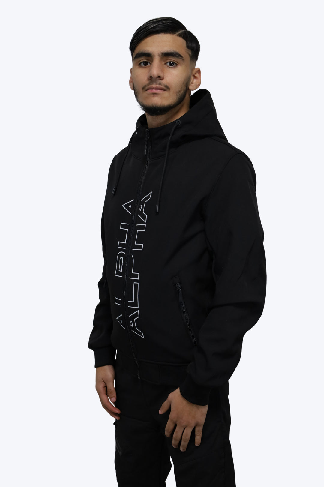 Veste Softshell Noire à Capuche Homme – ALPHA