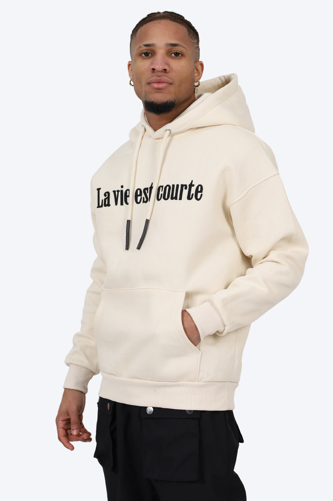 SWEAT LA VIE EST COURTE BLANC