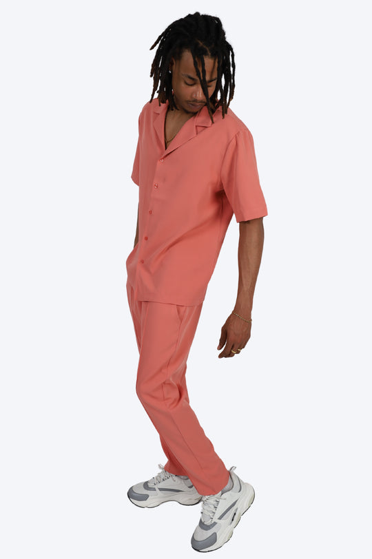 CHEMISE MANCHE COURTE ET PANTALON ASSORTI - SAUMON