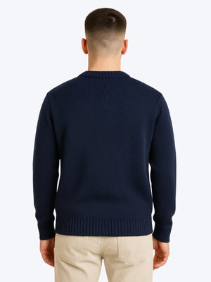 Pull Trèfle Tricot graphique brodé - BLEU MARINE