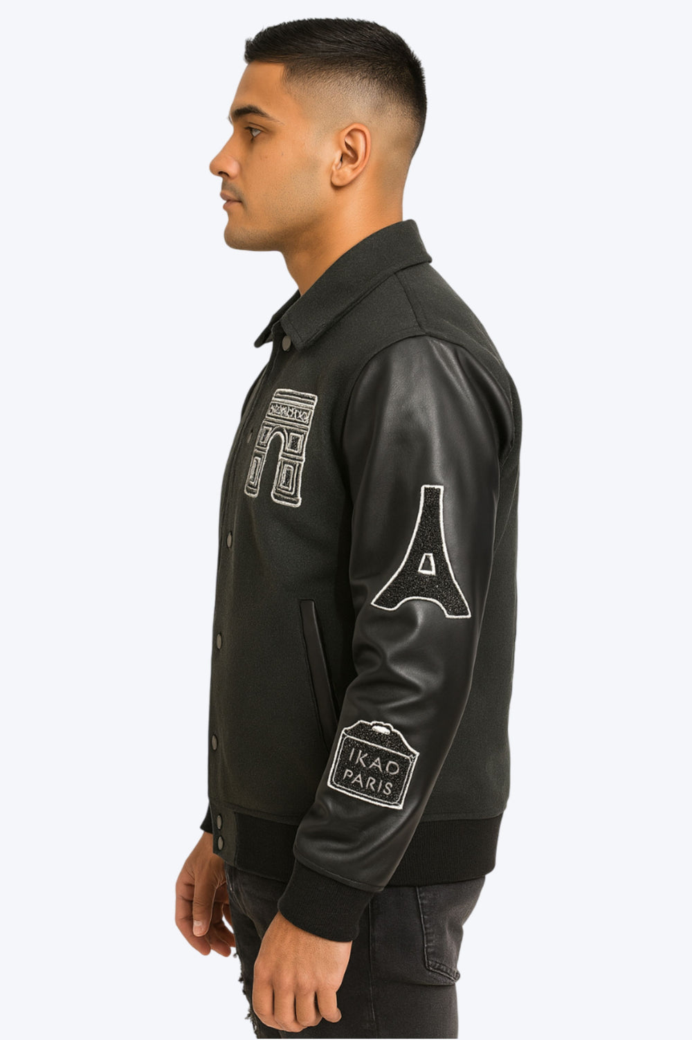 Veste Teddy Homme Noire "Renaissance" – Broderies Paris & Mona Lisa