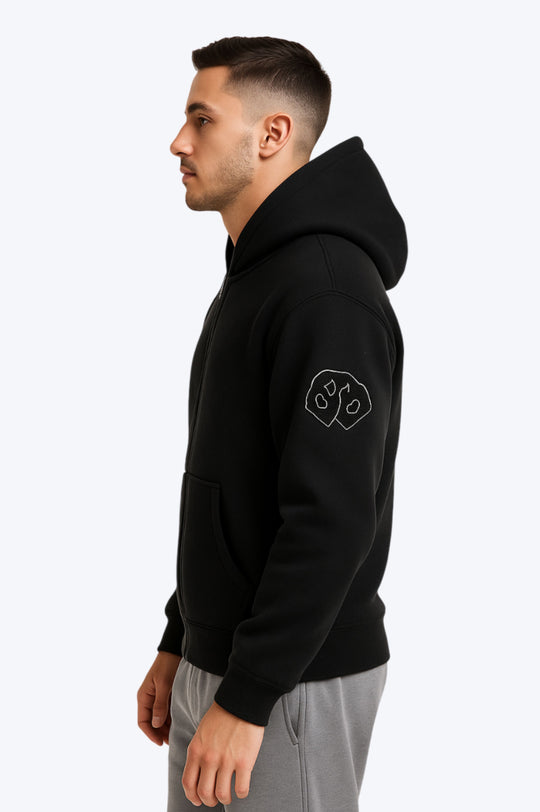 Sweat zippé à capuche "I.P. PRIVATE" unisexe - Noir
