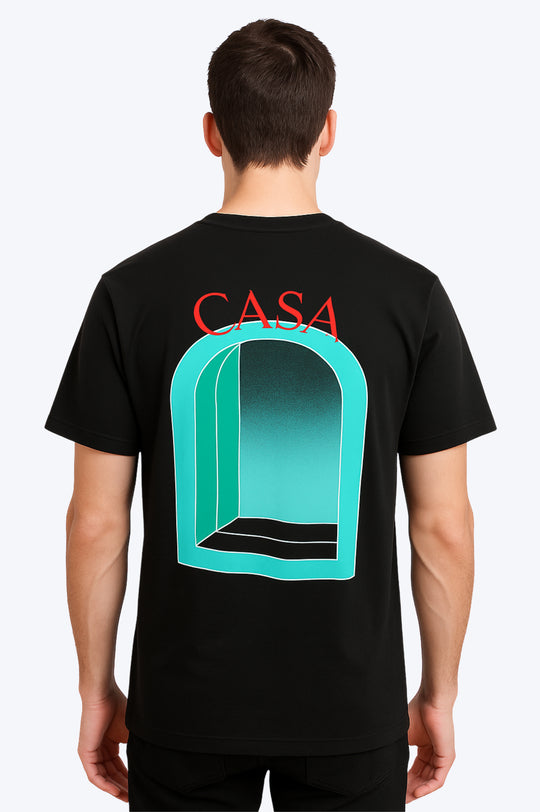 T-shirt Graphique "Fenêtre Casa" - NOIR