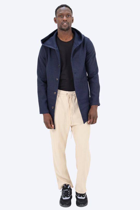 MANTEAU À CAPUCHE - BLEU MARINE