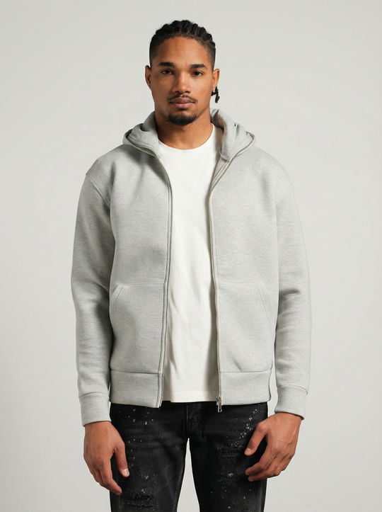 Hoodie Masque Zip Intégral – Gris