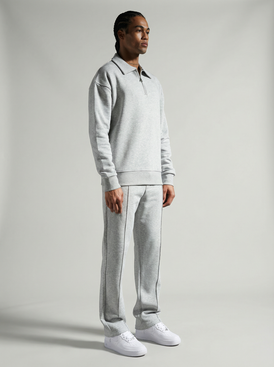 Ensemble Survêtement Homme Col Zippé - Gris Clair