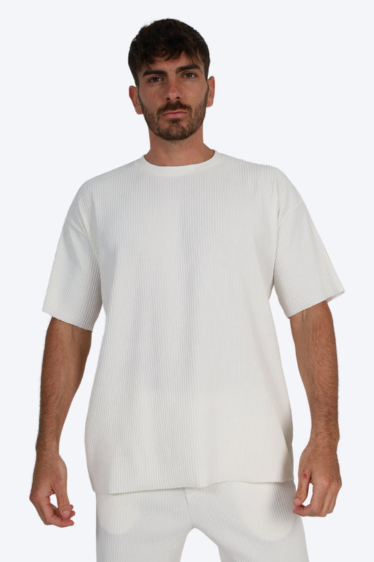 ENSEMBLE T-SHIRT RAYURES FINES - BLANC