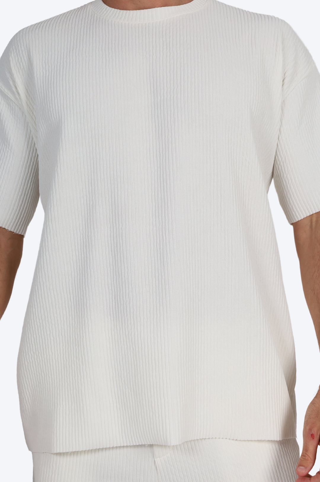 ENSEMBLE T-SHIRT RAYURES FINES - BLANC